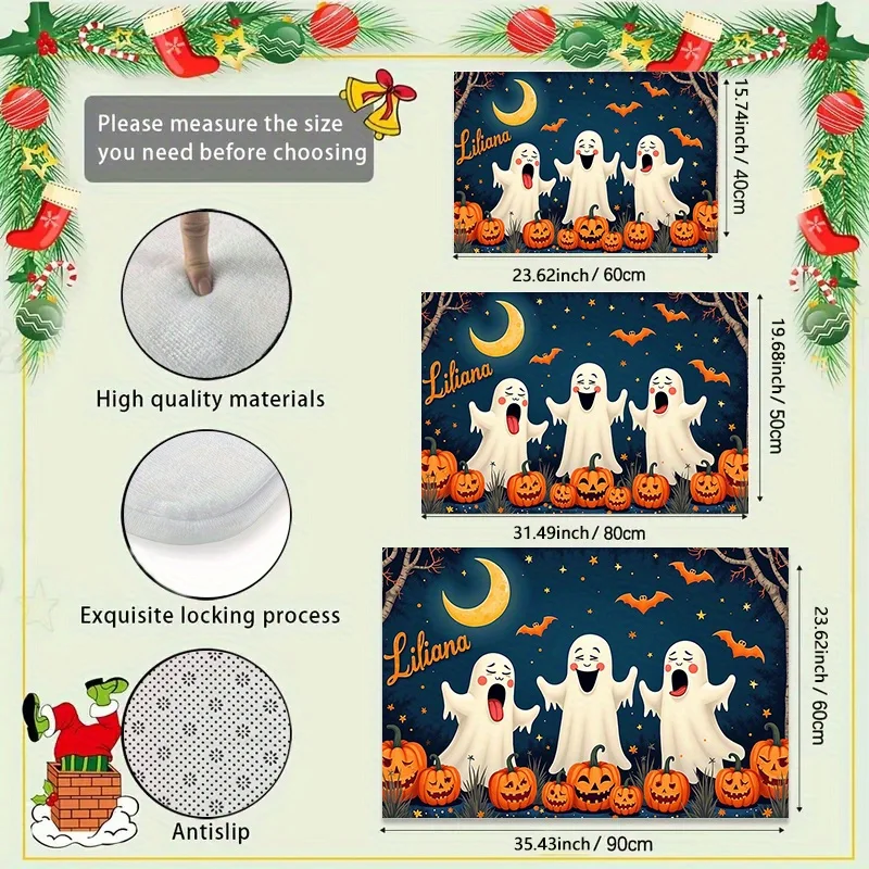 1pc Halloween Themed Doormat, with a Christmas Scene Atmosphere! Selected High-Quality Flannel Fabric, Soft And Delicate to Th