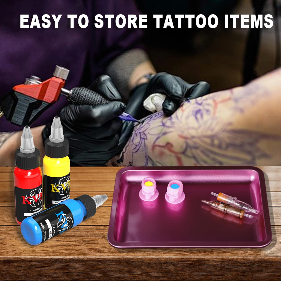 

3 Colors Stainless Steel Tattoo Tool Storage Tray Metal Ink Palette Nail Equipment Tray Surgical Dental Salon Tattoo Accessories