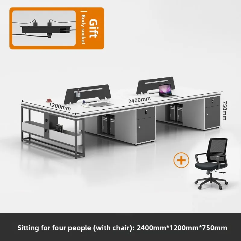 ！@Office Staff Desk and Chair Set: Simple, Modern, 4/6-person, Double-seat, Office Screen Cubicles, Financial Workstations image 4