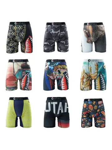 ETHIKA Men Underwear Boxers 1Pcs Breathable Mesh Crotch Man Swimming Underpants Plus Size L-3XL Mens Panties Men's Boxers Briefs
