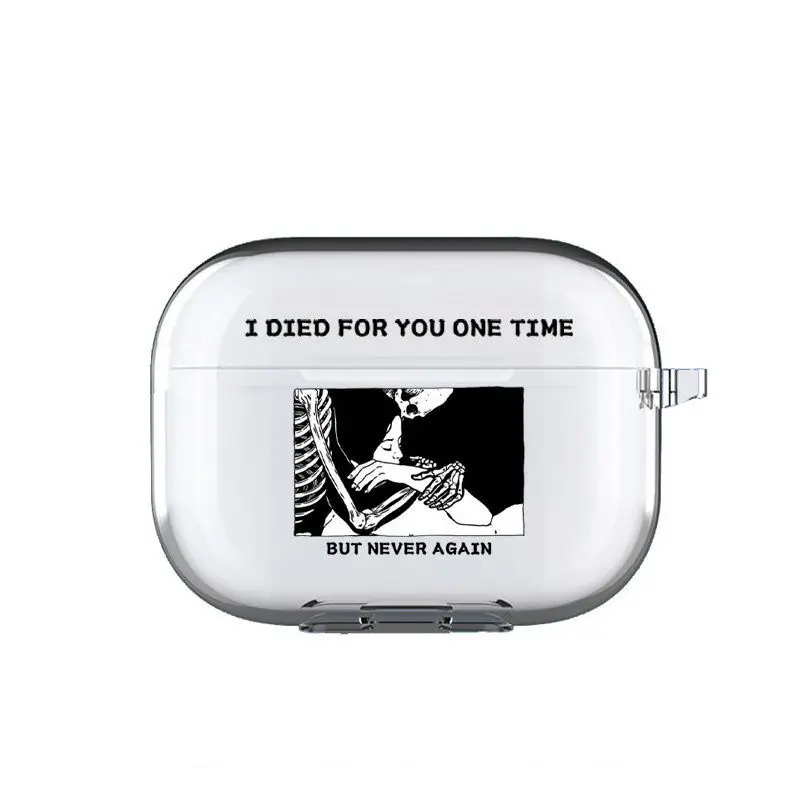 Advanced To Die For You Bone Personality Earphones Case For AirPods 1 2 3 4 Pro / Pro2 Pro3 Transparent Soft Protective Cover