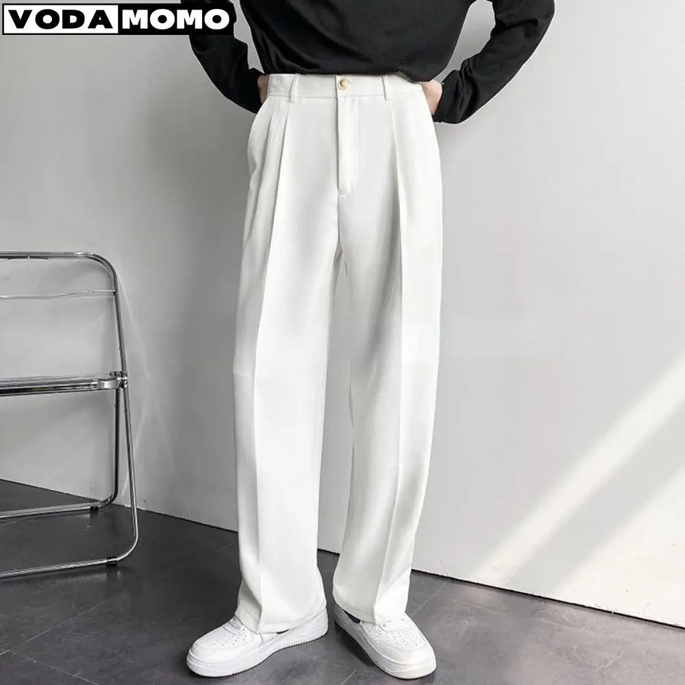 

New Men Korean Fashion Loose Casual Pants Men Harajuku Streetwear Wide-Leg Straight-Leg trousers Formal Suit Men Pants