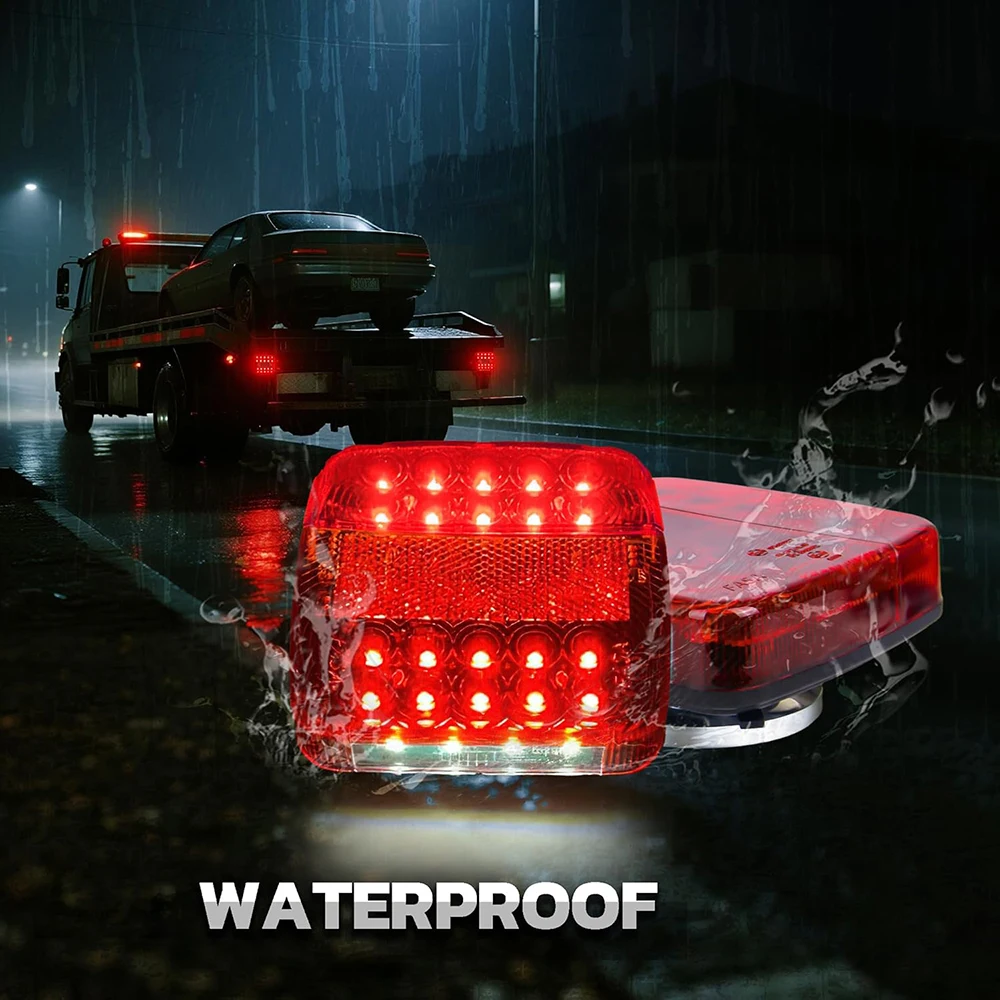 2 قطعة اللاسلكية المغناطيسي مصباح ليد خلفي مقطورة الضوء الخلفي إشارة تحذير الفرامل ضوء RV شاحنة تخييم #5