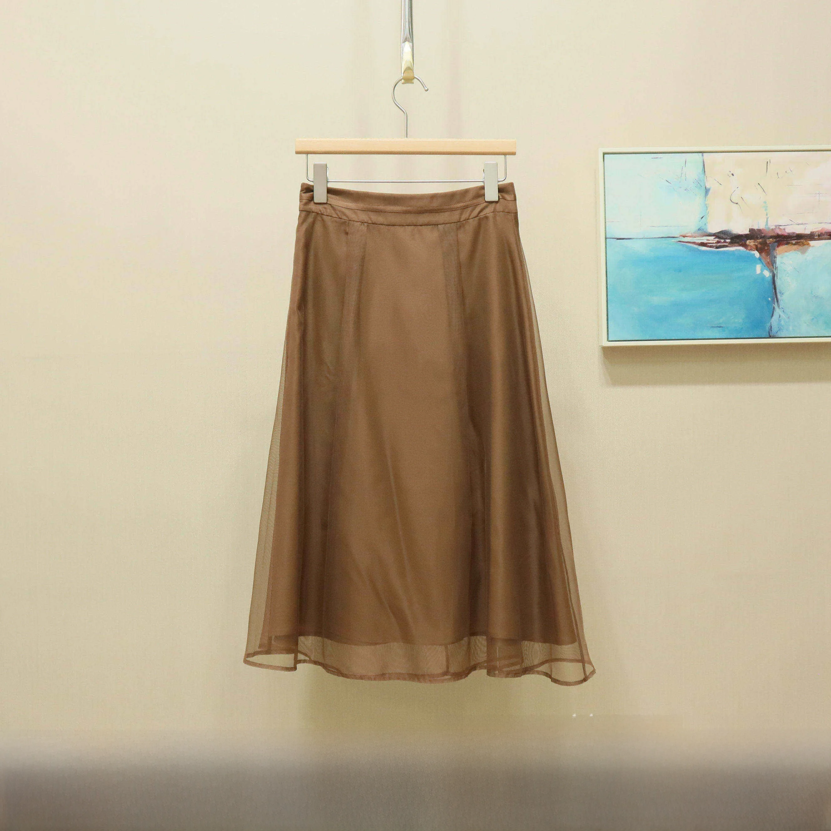 

Свободная сетчатая юбка-полусолнце, летняя новинка, женская юбка А-силуэта с высокой талией, однотонная, для повседневной носки, модная, в стиле кэжуал