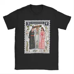 Men's T-Shirt Palestine Stamp Vintage Pure Cotton Tee Shirt Short Sleeve T Shirts O Neck Clothing Plus Size