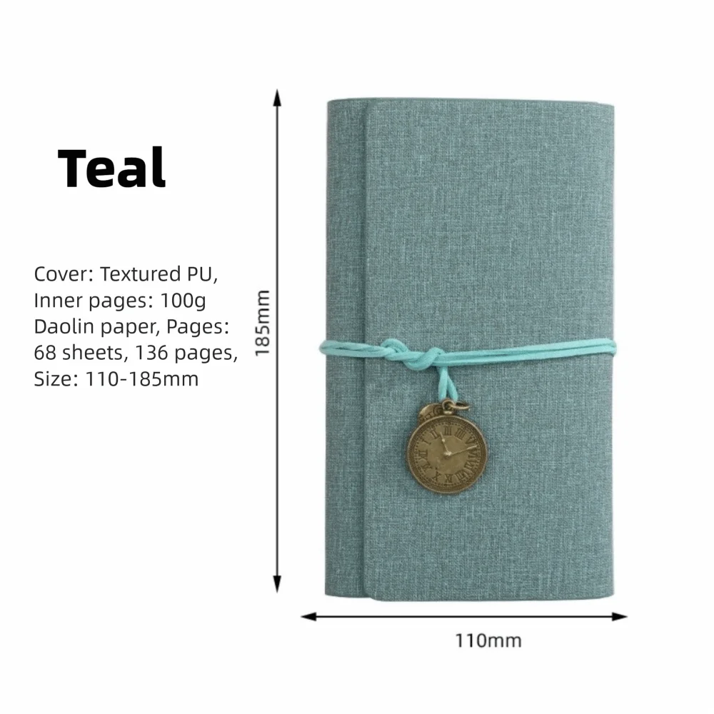 レトロスタイル A6 ステッカーブック 6穴 フリップデザイン フリップノート 再利用可能なレトロスパイラルノートブック トラベル