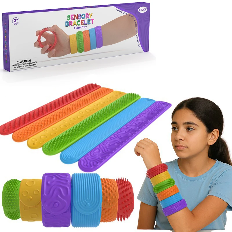 أطفال ألعاب متململة الحسية صفعة أساور محكم سيليكون التوحد لعب الكبار مكتب عمل السفر الفصول الدراسية يجب أن تمتلك 6 حزمة