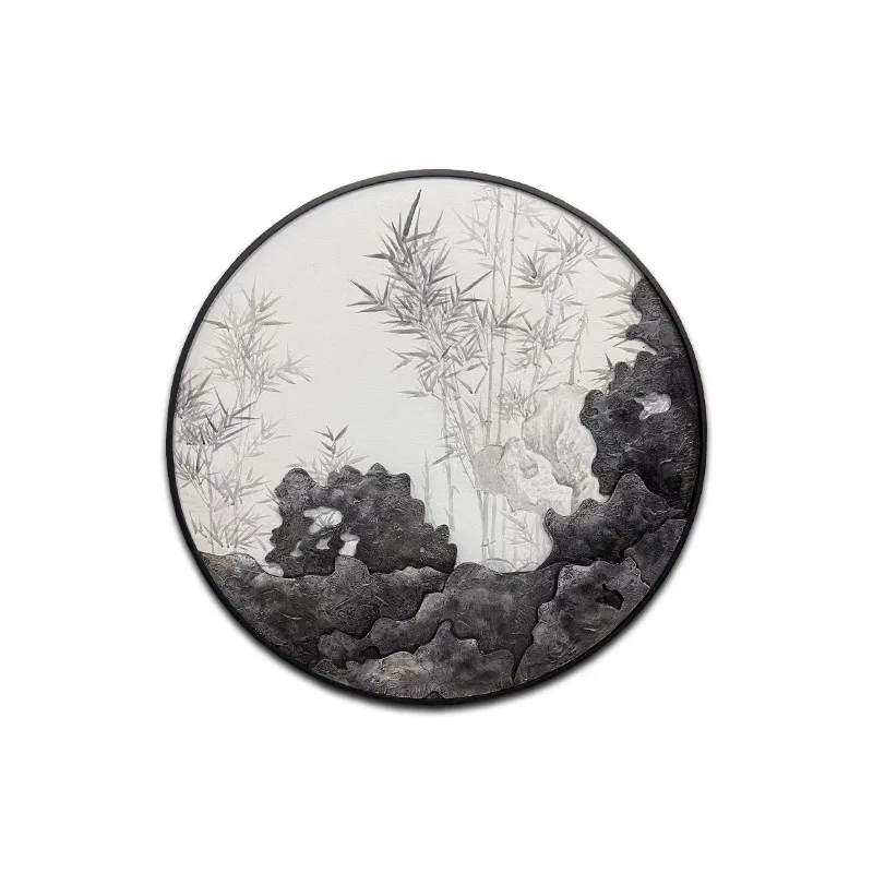 

Entry entrance decorative painting, aisle circular texture Taihu stone abstract physical wall painting