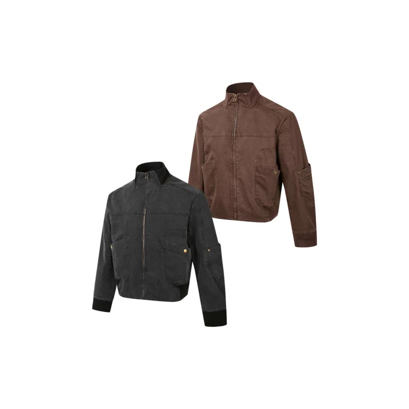 

EME Melard Ретро спецодежда Куртка в американском стиле Boxy Короткое широкое осеннее повседневное пальто Harrington для мужчин и женщин