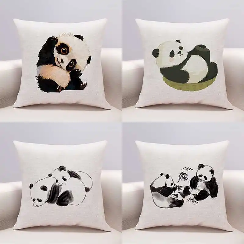 Cute PANDA Pillow Case Black White Panda Pillowcase 40x40 Cm Boy Girl Kid Room Aesthetics Gift Pillow Cover for Sofa Bed Bedroom