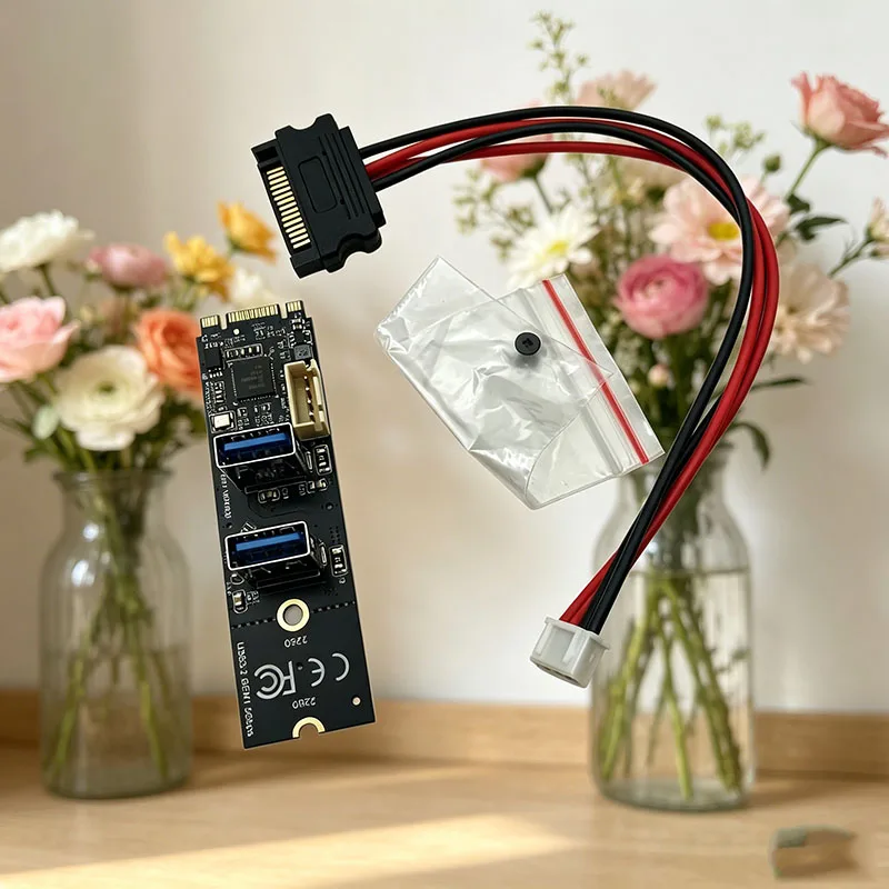 NEW Lightweight Riser Card 5Gbps M.2 NVME to USB 3.2 Gen1 Type A Adapter 4-Pin Power Interface for Windows XP/7/8/10/11 Linux OS