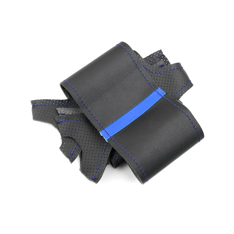 For Renault Megane 2 2003 2004 - 2008 Kangoo 2008 Scenic 2 2003-2009 Car Steering Wheel Cover Trim Black Leather with blue strip