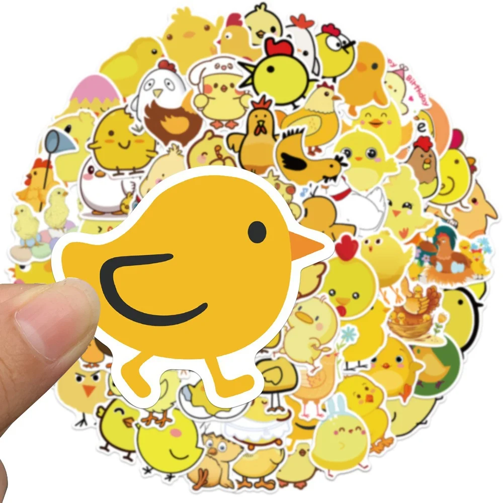 10/30/50PCS Popular Cartoon Cute Little Yellow Chicken Expression Bag Graffiti Waterproof Sticker Helmet DIY DecorationWholesale