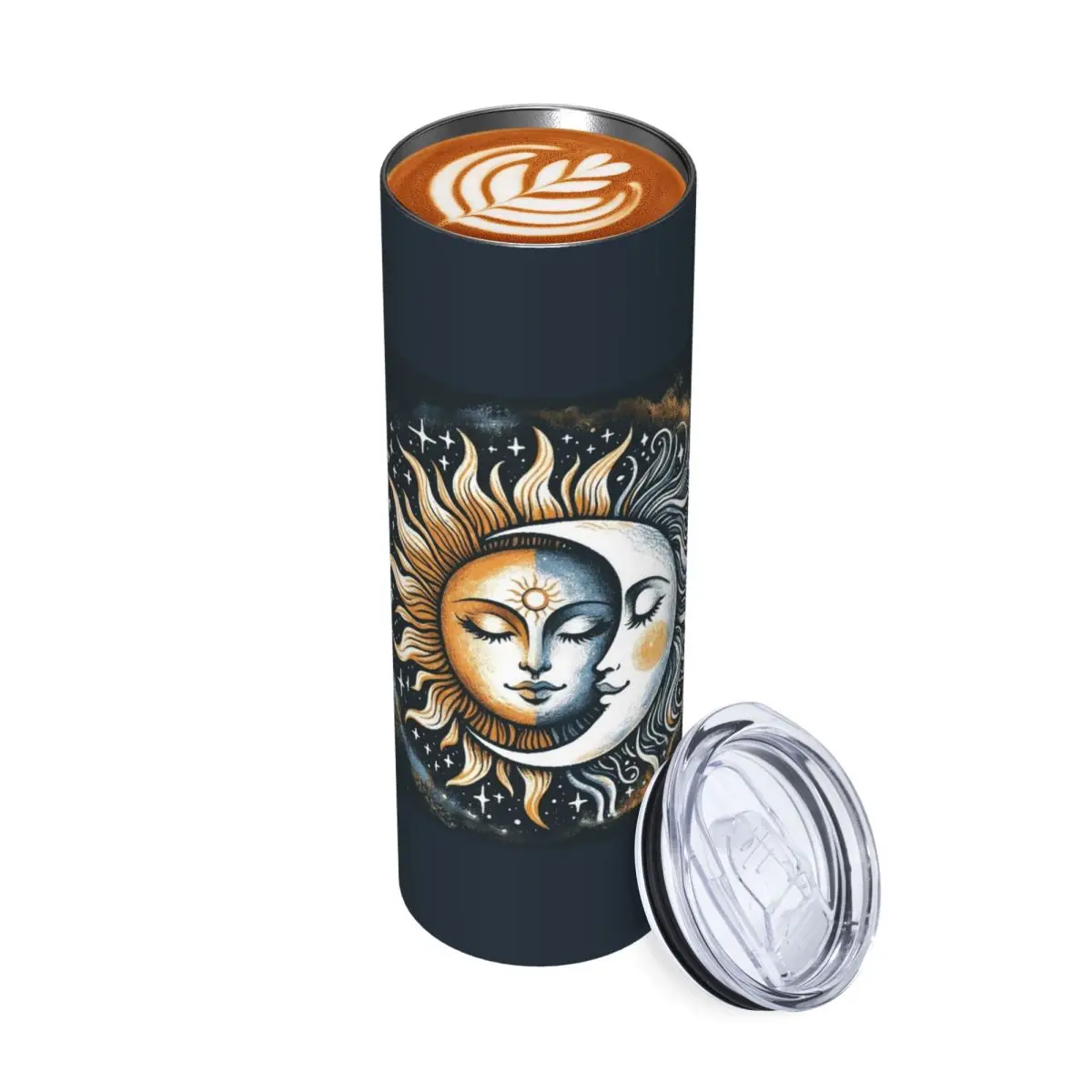 Vintage Sun And Moon Solar Eclipse 4 Stainless Steel Tumbler Vacuum Insulated Mugs Thermal Cold Cup Straws With Lid 20oz