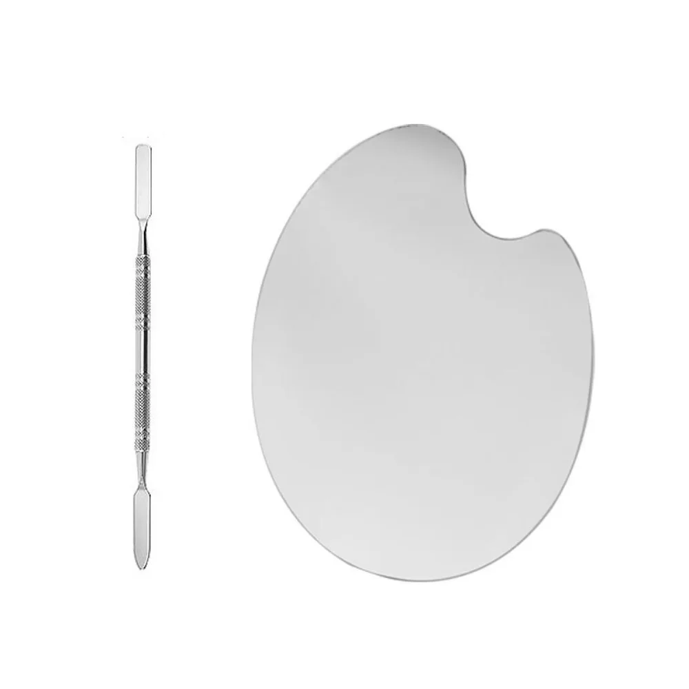 ビューティースチール化粧パレットスパチュラ多機能ステンレス鋼メイクアッププレートトレイシルバーファンデーションアイシャドウミキシングツール