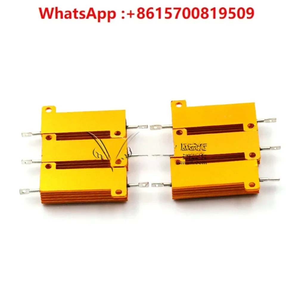 Gold Aluminum Shell High Power Metal Resistor RX24-100W 25 50 200W 20 100R Euro 10K 1K(Pack 10 pieces)