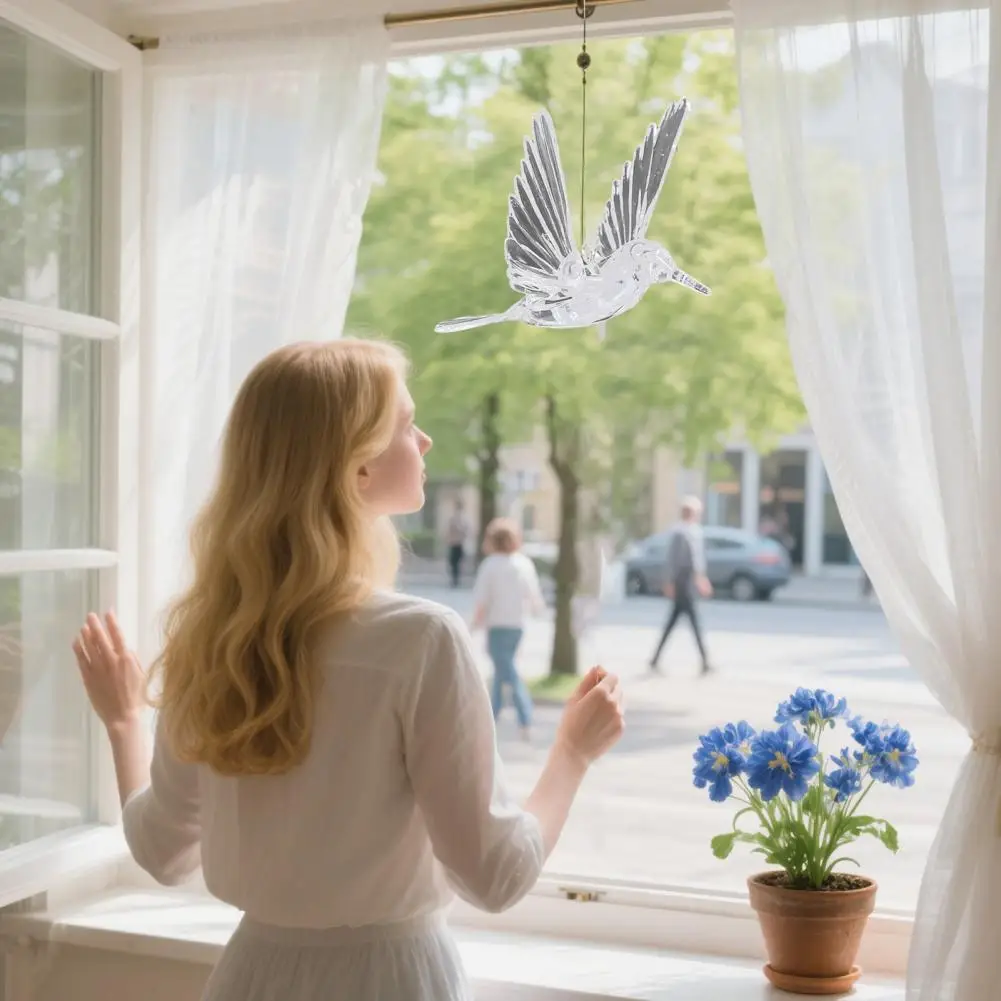 透明な装飾的な鳥のペンダント、ハチドリの吊り下げ飾り、フック付き、透明な飛ぶ鳥の天井装飾