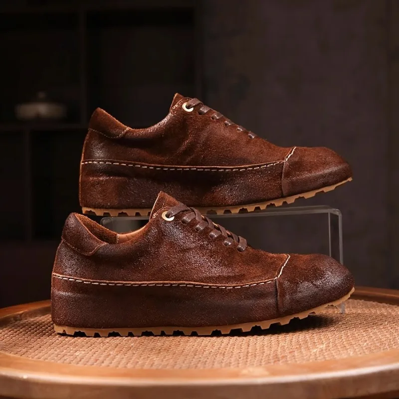 British Style Genuine Leather Casual Work Shoes Men Oxfords Business Formal Thick Bottom Trendy Leather Shoes Male Spring Autumn