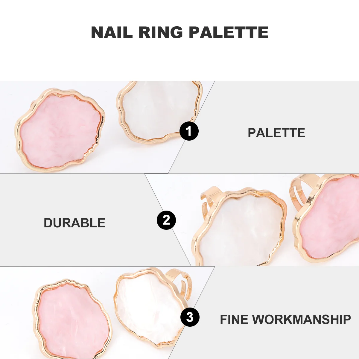 

2pcs Nail Art Palettes Finger Ring Plate Color Mixing Palette Shell Marble Design Mini For Party Salon Home Use Set