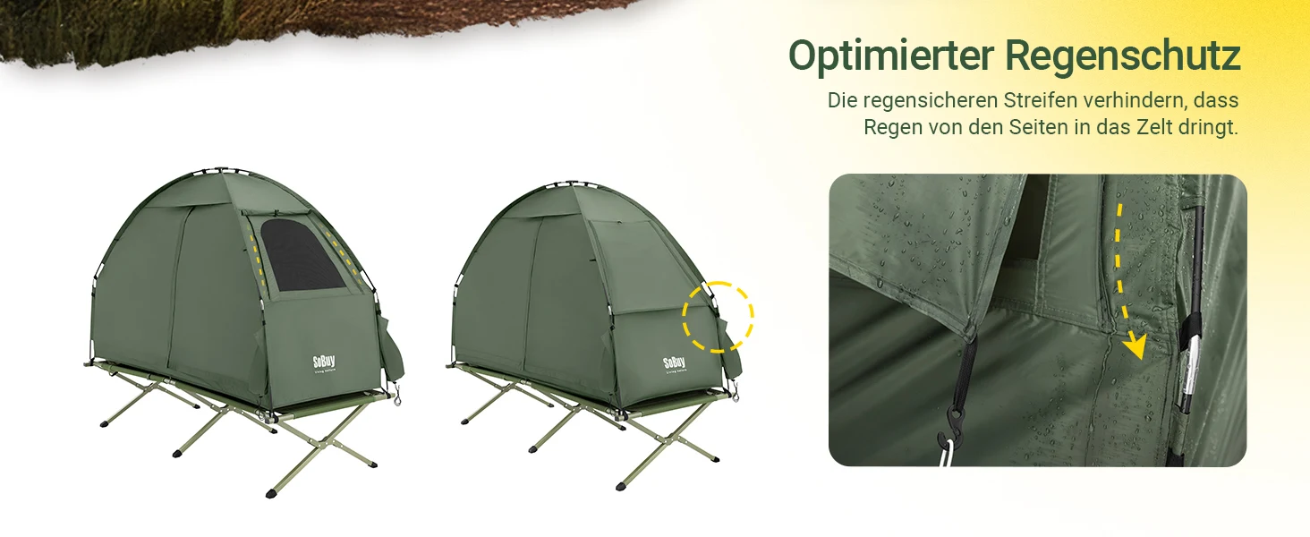 SoBuy OGS32-II Campingzelt Einzelzelt mit Lampenhaken und Schuhaufbewahrungstaschen 2in1-Zelt 1 Person praktische 193x160x86cm – Detail 6