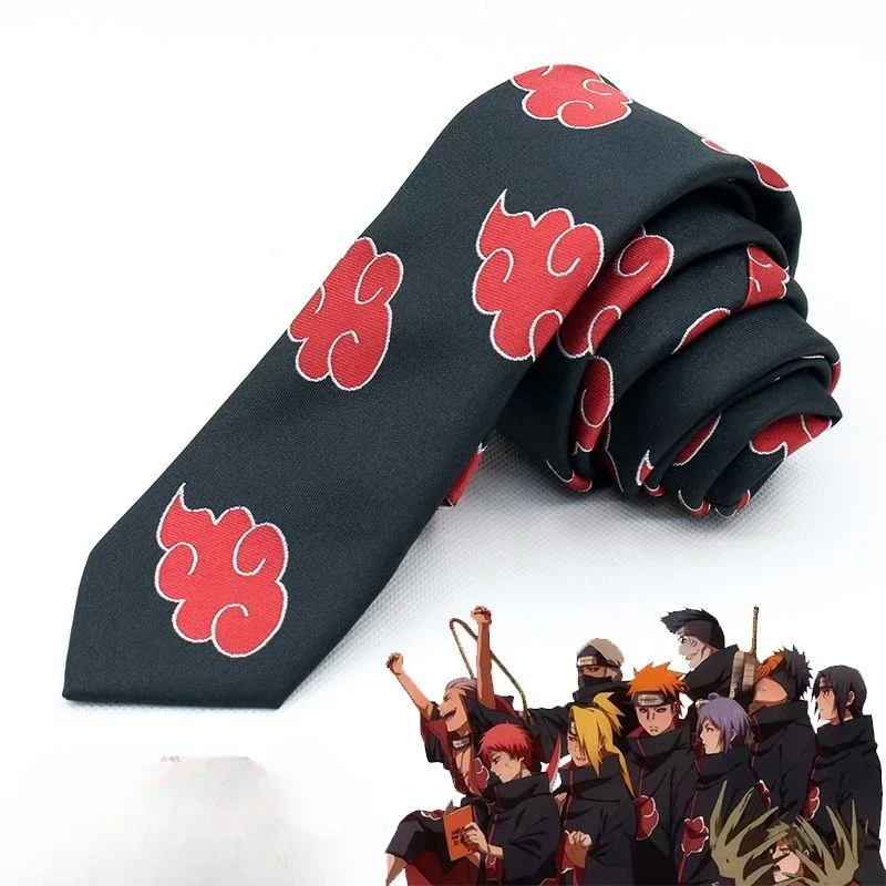 Naruto anime two-dimensional peripheral Naruto tie cute creative personality Akatsuki organization red cloud tie gift wholesale