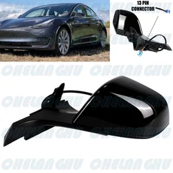 For Tesla Model 3 2017 2018 2019 2023 Left Side 13Pins Black Painted Heated Power Adjust Memory Auto Dimming Mirror Assembly