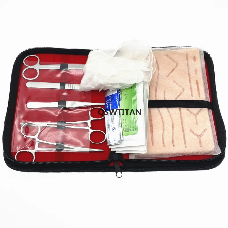 1set Surgical Suture Training Kit Skin Operate Suture Practice Model wound Training Pad Needle Scissors Kit Teaching equipment