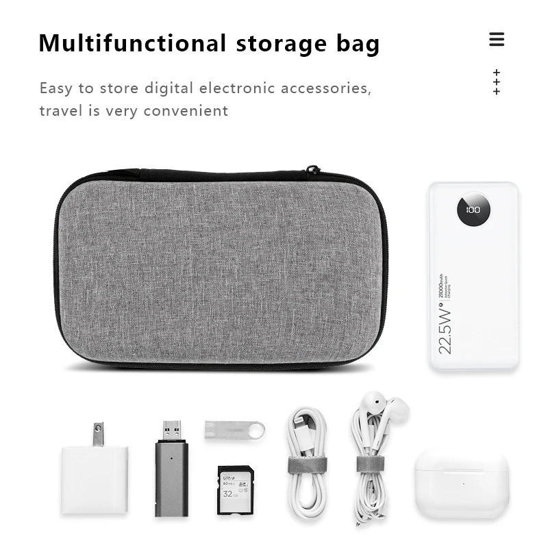 Mini Portable EVA Storage Bag Pouch Carrying Bag Zipper Earphone Case For Airpod Earphone/Phone/Charging Cable Accessories
