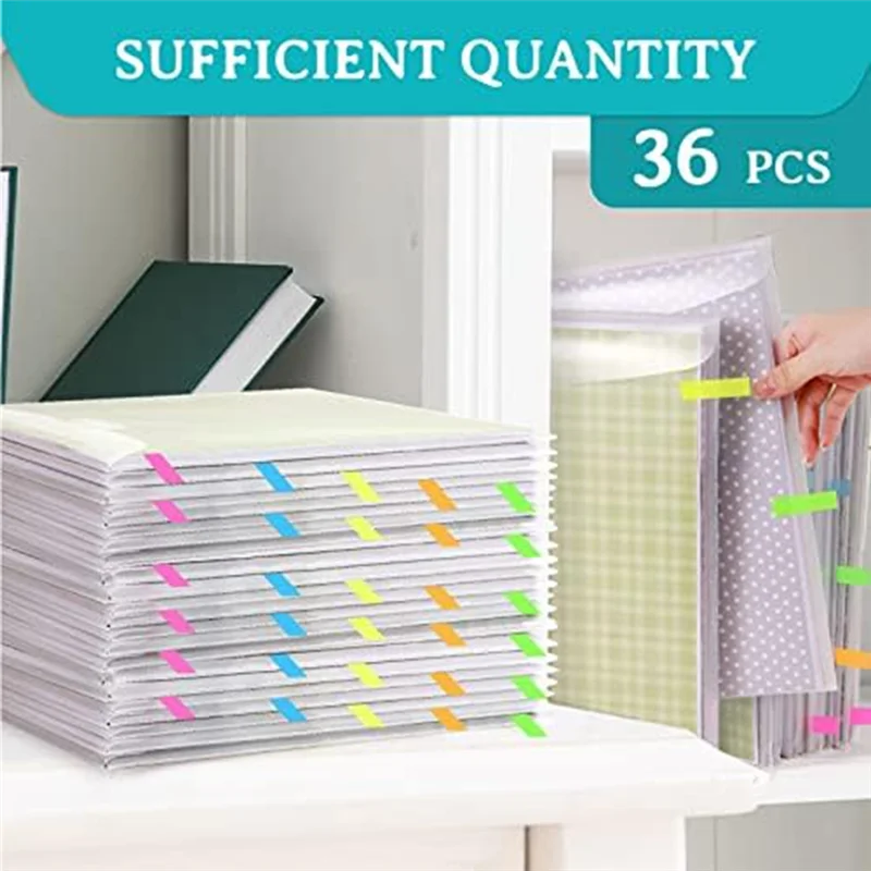 Compact 36Pcs Scrapbook Paper Storage With Buckle Design,With 100Pieces Multicolor Sticky Index Tabs For Holding 12X12inch Paper
