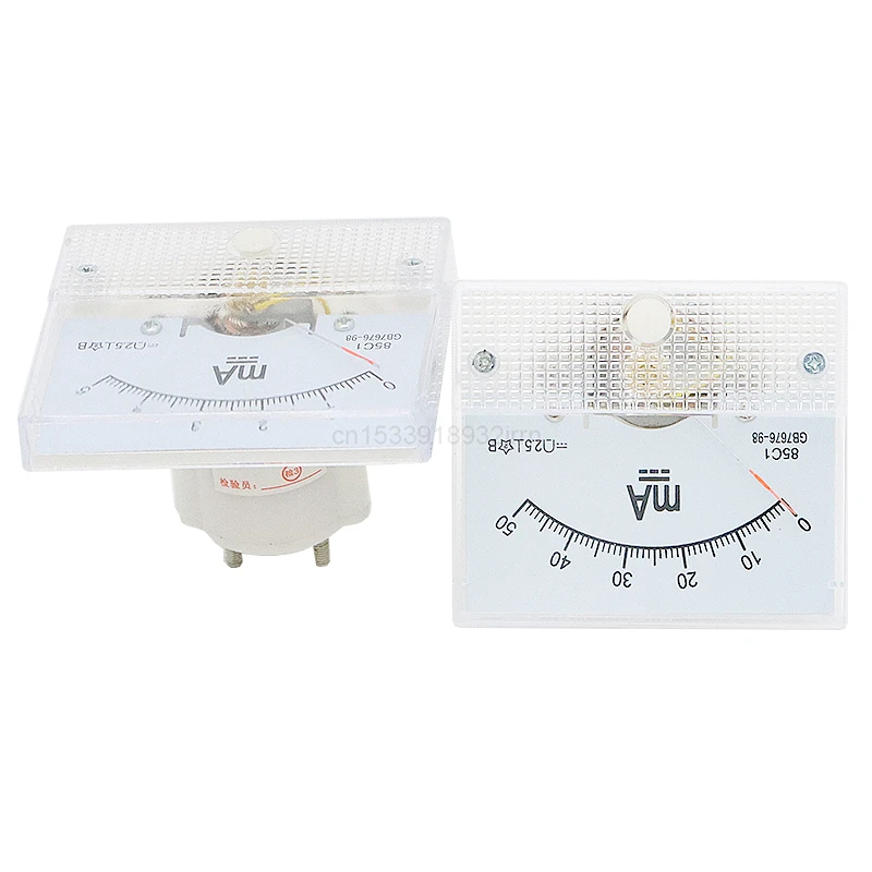 1Pcs 85C1 Milliammeter DC Analog Current Meter Panel Mechanical Pointer Type 1/5/10/20/30/50/100/200/300/500mA