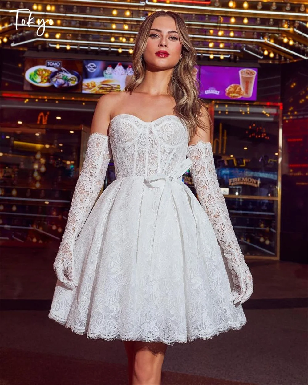 

Токио Элегантные свадебные платья с вырезом в форме сердца на заказ со съемными рукавами и открытой спиной Свадебные платья Белые свадебные платья трапециевидной формы