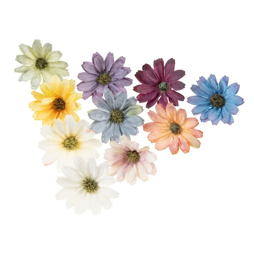 

50Pcs 6CM Artificial Flowers Scrapbook Christmas Wreaths Home Wedding Background Wall Decor Diy Outdoor Garden Crafts Silk Daisy