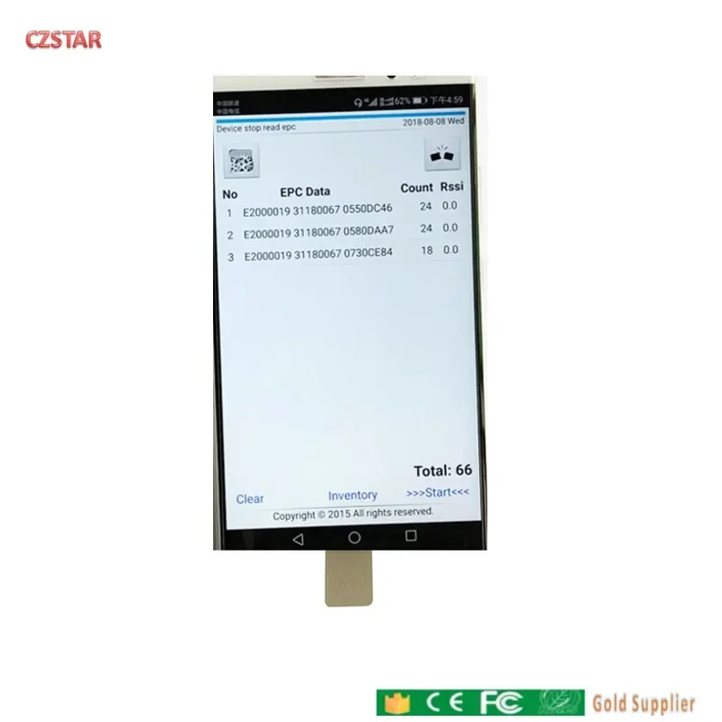 

Небольшой портативный UHF RFID-считыватель, портативный считыватель мобильных телефонов, работающий для системы Android и Apple ios
