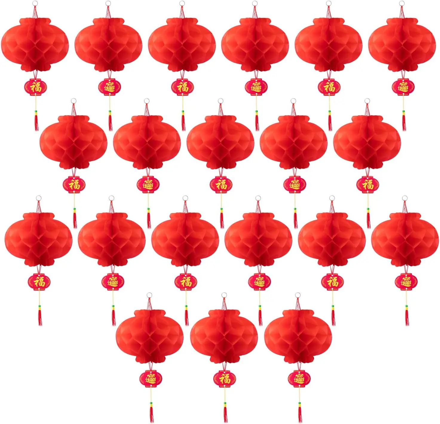 

20 Pack 10 Inch Red Paper Lanterns for Chinese New Year, Spring Festival, Wedding Decor