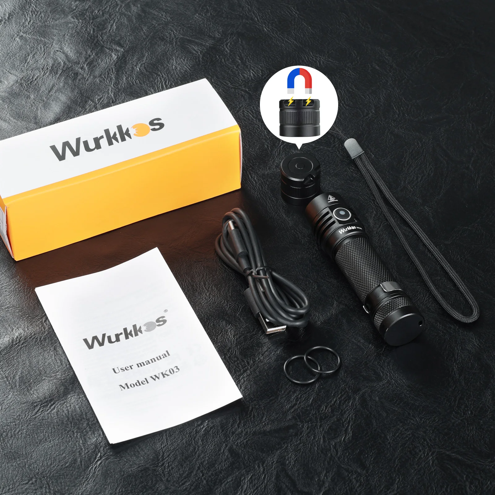 Wurkkos TLF Golden WK03 18650 Flashlight Nichia 519A 5000K 1200lm USB C Rechargeable Extra Magnetic Tail Cap