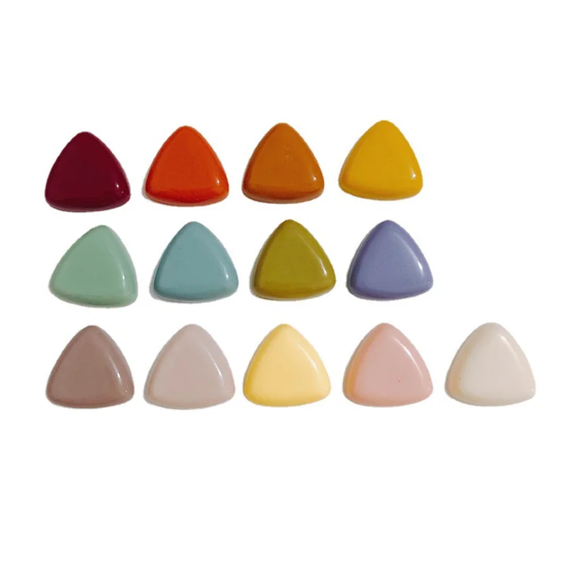 

Free shipping 100pcs/lot color print 22mm geometry Triangle shape resin cabochon beads diy jewelry garment hair accessory