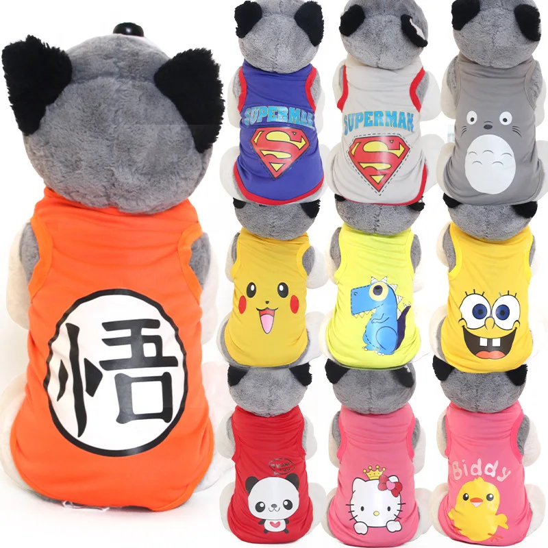 Dragon Ball Son Goku Pet Dog Clothing Anime Dog Soft Tank Top Summer Breathable Casual T-shirt Small Pet Supplies Dog Tank Top