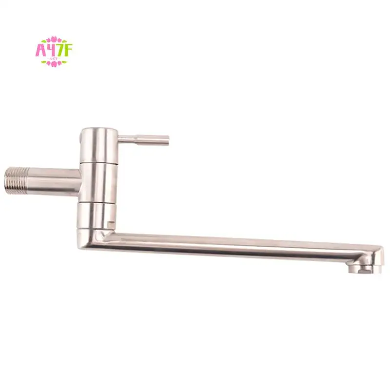 

A47F-Kitchen Faucet 180 Degree Rotation Sink Mop Pool Tap Stainless Steel Lengthened Wall Mounted Single Cold Water Faucets