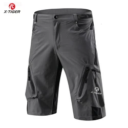 X-TIGER Men's Mountain Bike Shorts Grey Cycling Shorts Casual style Breathable Outdoor Sports MTB Riding Road Bike Short Trouser