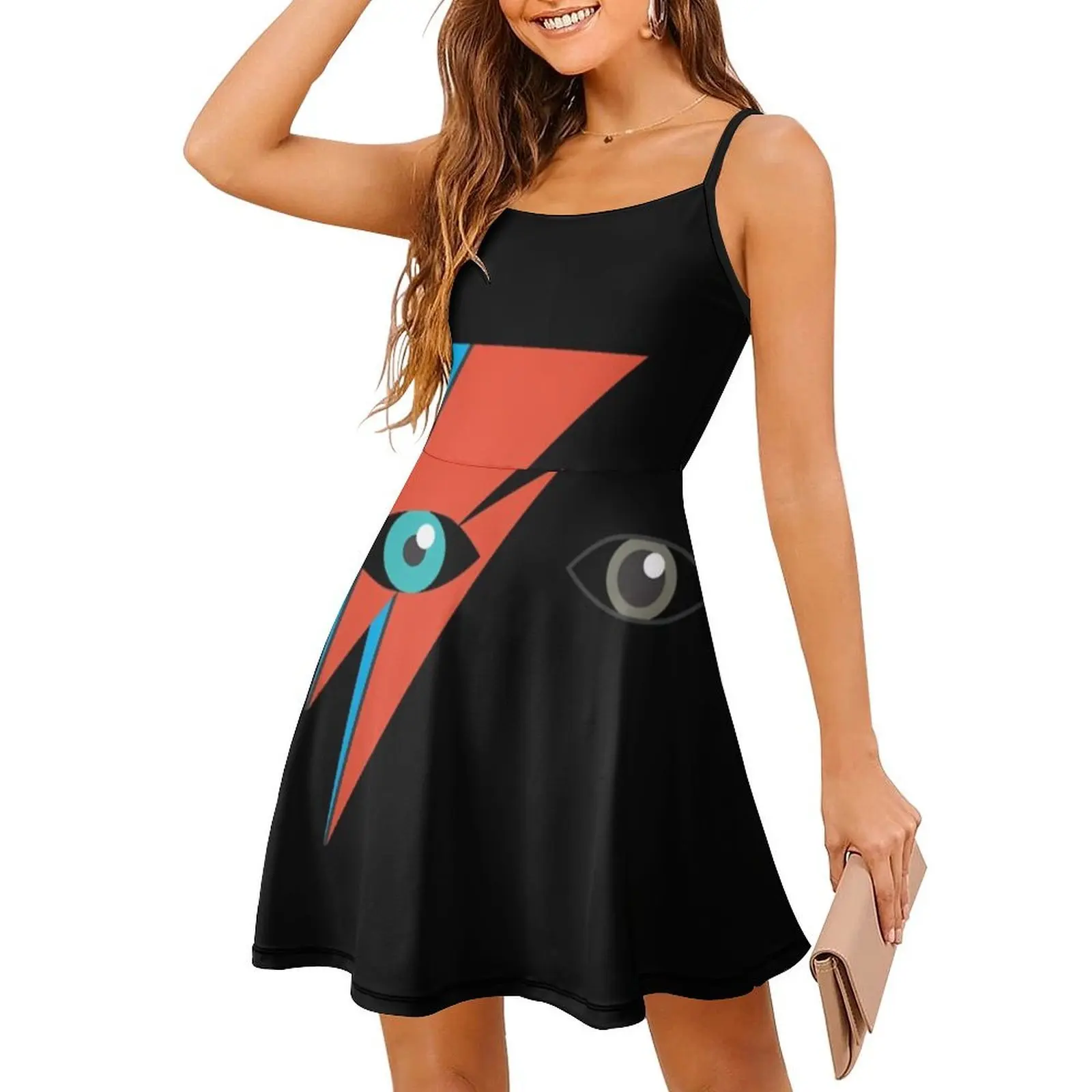 Bowie ( Aladdin Sane ) Women's Streetwear Party Dress Trendy Print Club Clothing For Female Bowie Aladdin Sane Womens Dresses #3