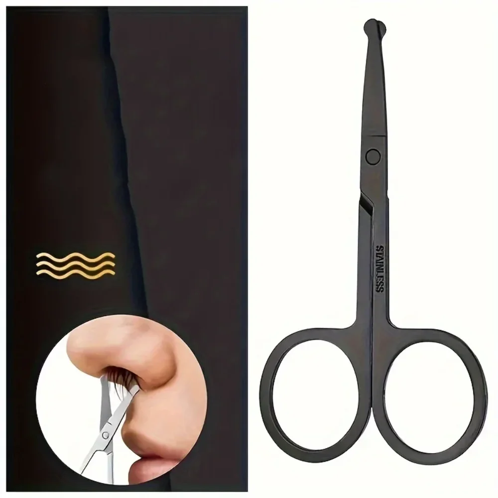 Round-Tip Nose Hair Scissors, Stainless Steel Precision Trimmer for Nose, Ear, Brows & Facial Hair, Unisex