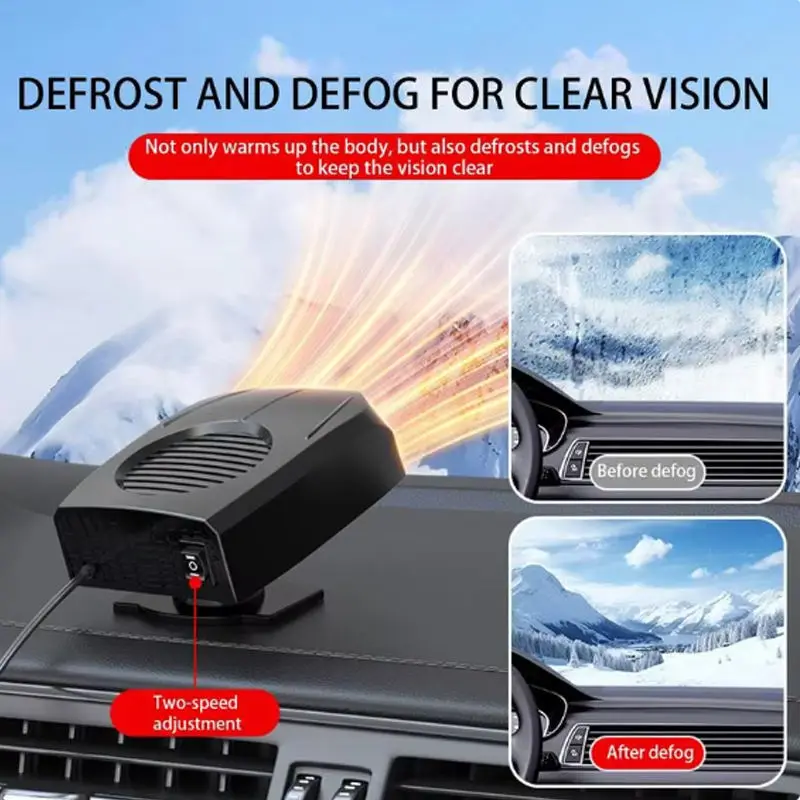 12V Powerful Car Windshield Defroster 2in1 Heater And Fan For Fast Defrosting Defogging 2 Settings Winter Car Heater