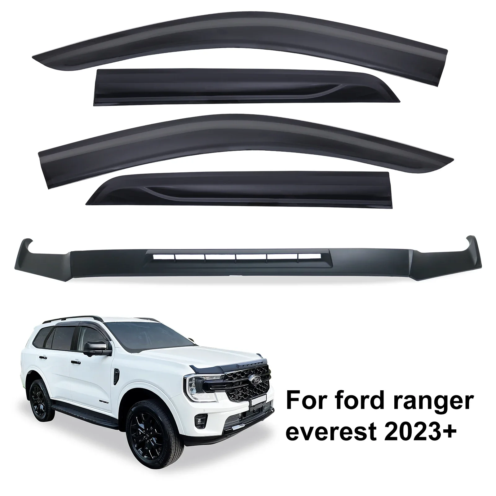 Window Wind Visors Sun Rain Guard Vent Deflectors +Bonnet Guard For Ford Everest 2022 2023 2024 Next Gen Accessories