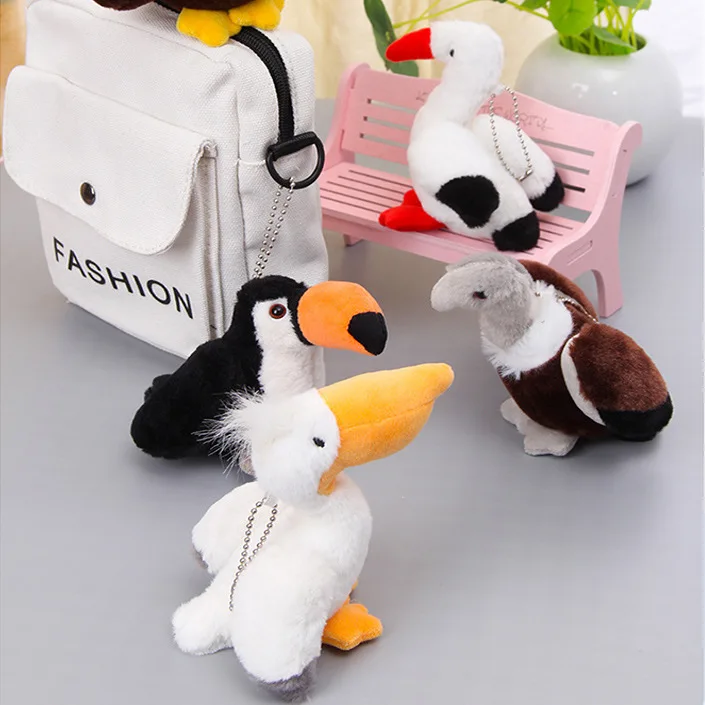 new Cute  Simulated Pelican Owl Swan Bird Doll Plush Toy Keychain Backpack Small Pendant lifelike Doll