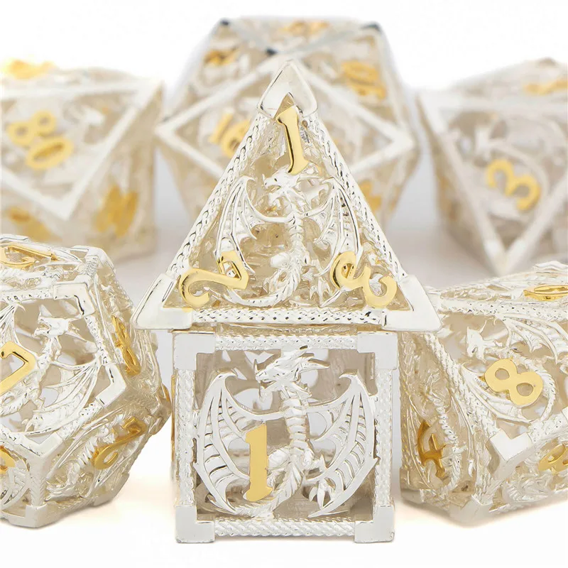 

OUKELANWO DND Metal Hollow Dice Set D&D, Polyhedral Role Playing Dice, D and D Dungeon and Dragon Dice D20 D12 D10 D8 D6 D4