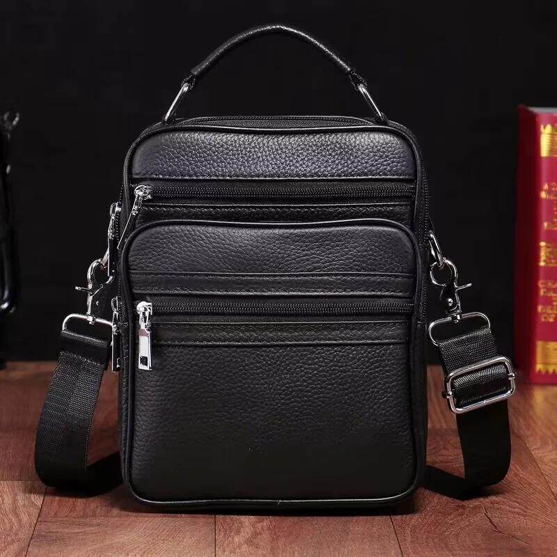 Leather Men's Genuine Handbag Male Black Shoulder Bag Fashion Messenger Bags Casual Crossbody Man Handbags