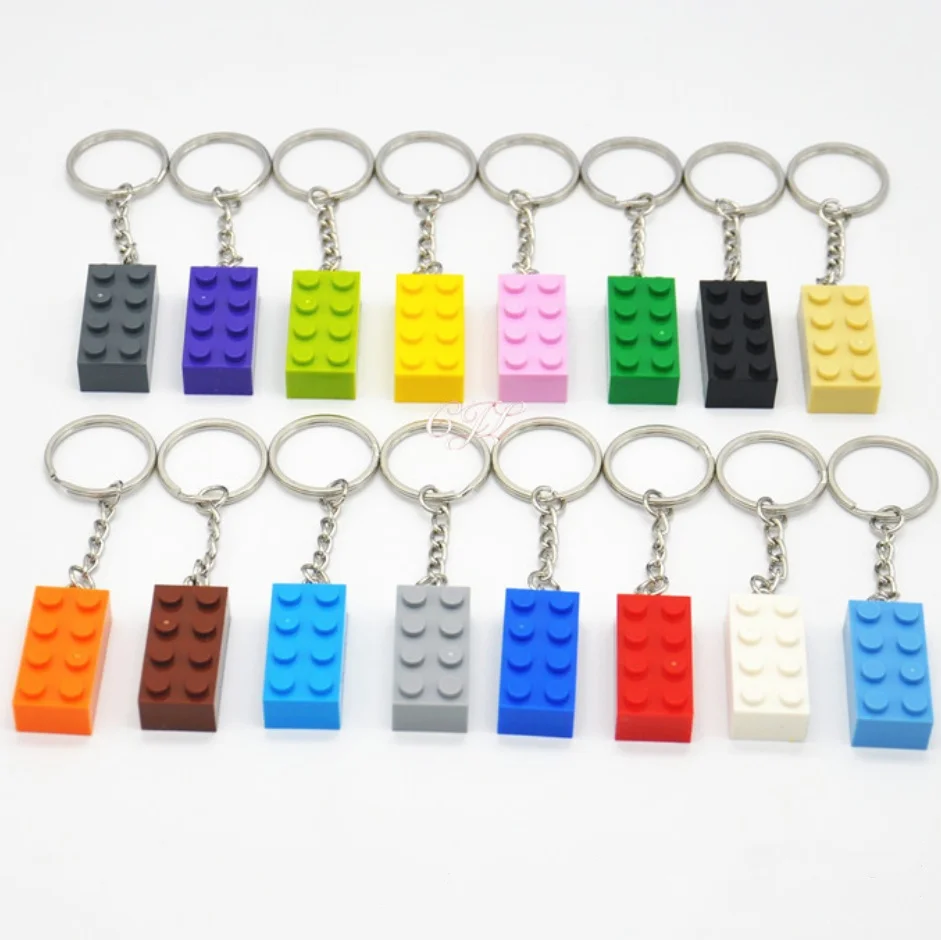 Building block Keychain Compatible with Lego 16colors 2*4 points Children's Novel toys Accessories Small particle Bricks pendant