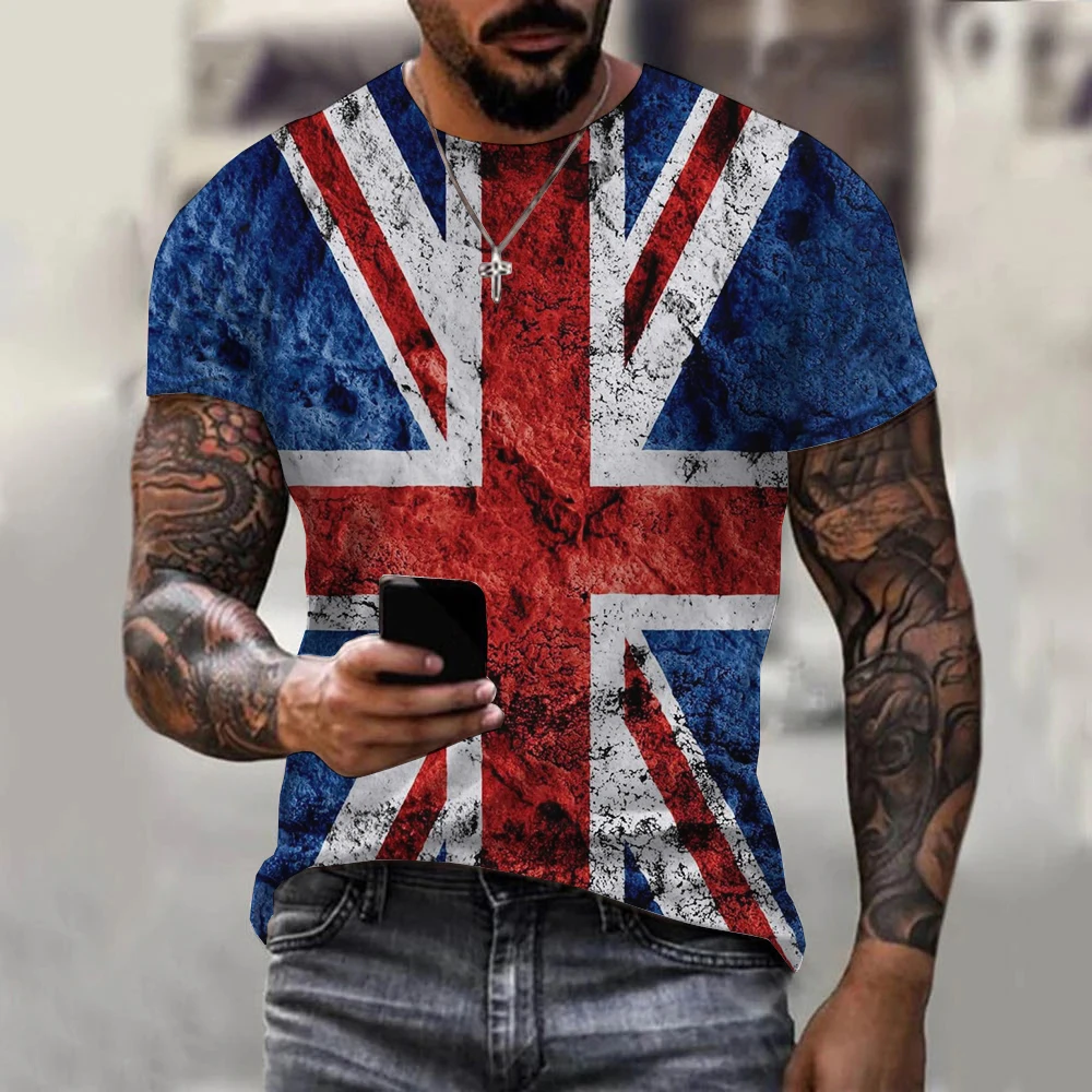 British Flag T-Shirts UK United Kingdom 3D Print Men Women Vintage Casual Oversized Short Sleeve T Shirt Kids Tees Tops Clothing