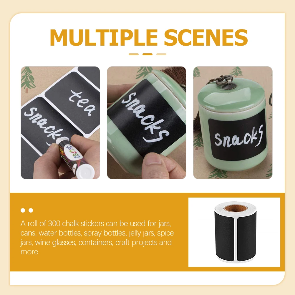 

300 Sheets Handwritten Label Sticker Labels Stickers Oil Resistant Self-adhesive Paper for Food Containers Jar Chalkboard