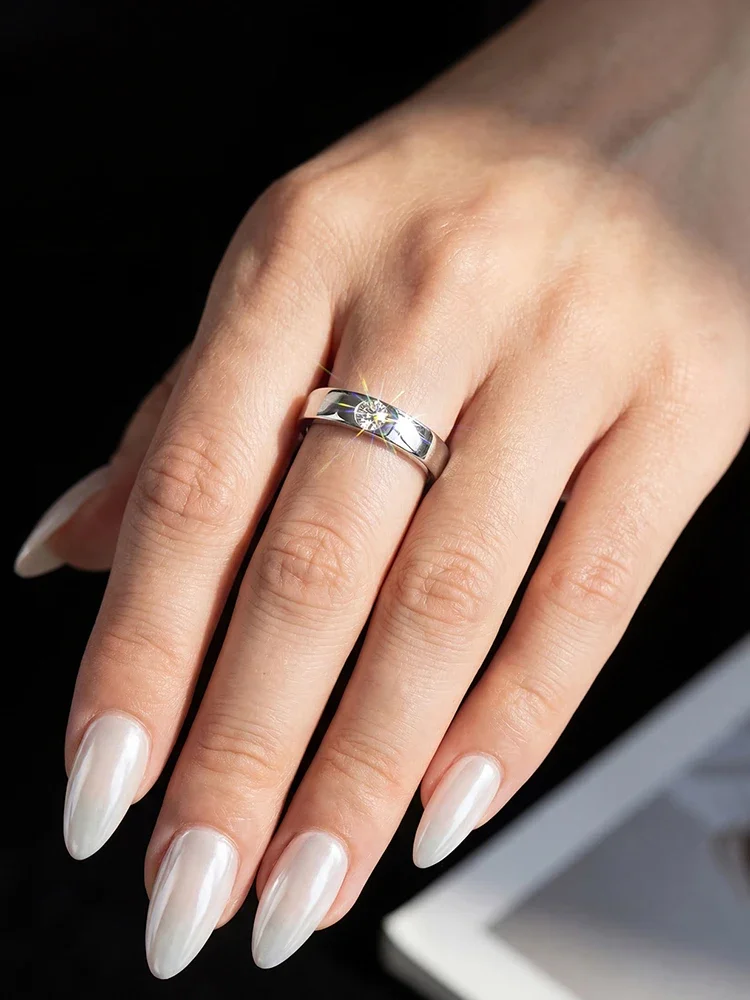 Echte schlichte 0,2 ct Moissanit-Diamant-Verlobungsringe für Männer, Geschenk aus echtem 925er Sterlingsilber, hochwertiger edler Schmuck – Detail 3